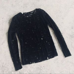 Anna Sui Laser Cut Black Top - L